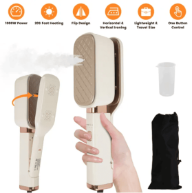 3 In 1 Travel Steamer For Clothes, 1000W Handheld Garment Steamer With 180 Rotating Head - Flat Iron, Hanging & Clip Steamer, Dry Wet Ironing, 20OZ Le