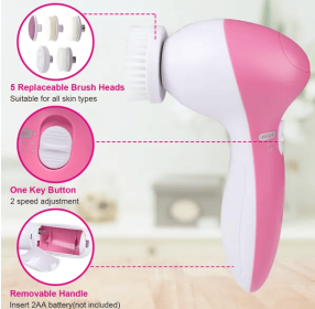Facial Cleansing Brush Waterproof Face Spin Cleaning Brush With 5 Brush Heads