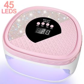 UV Nail Dryer Gel Nail Lamp, LED Light For Gel Polish-4 Timers Professional Nail Art Accessories Nail Lamp With 42 Beads & Touch Display, Shining Crys (Option: Pink)