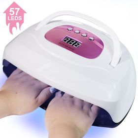 LED UV Lamp Nail Dryer 57 PCS LEDs Fast Drying Nail Gel Polish Manicure Gel Lamp With Motion Sensing LCD Display (Option: Pink)