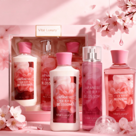 Christmas Gift Set 3-Piece Set, 10 Fl.oz Body Care Fragrance Set, Featuring Floral, Candy, And Sweet Pea Scents. Includes Scented Shower Gel, Body Lot (Option: Japanese Cherry Blossom)